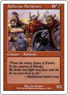 【Foil】《バルデュヴィアの蛮族/Balduvian Barbarians》[7ED] 赤C