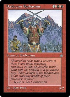 《バルデュヴィアの蛮族/Balduvian Barbarians》[ICE] 赤C