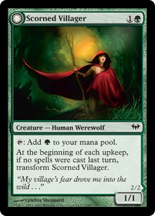 《軽蔑された村人/Scorned Villager》/《月傷の狼男/Moonscarred Werewolf》[DKA] 緑C