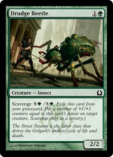 【Foil】《蠢く甲虫/Drudge Beetle》[RTR] 緑C