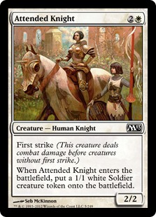 【Foil】《従者つきの騎士/Attended Knight》[M13] 白C
