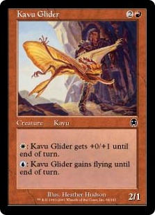 【Foil】《カヴーの滑空者/Kavu Glider》[APC] 赤C