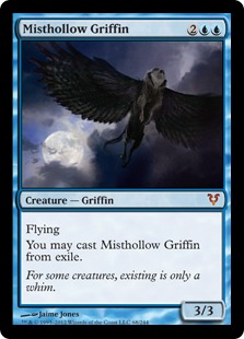 《霧虚ろのグリフィン/Misthollow Griffin》[AVR] 青R