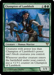 【Foil】《ラムホルトの勇者/Champion of Lambholt》[AVR] 緑R
