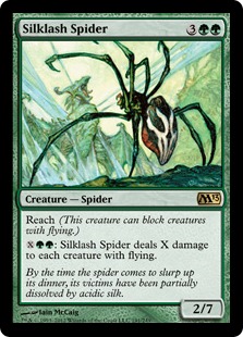 【Foil】《絹鎖の蜘蛛/Silklash Spider》[M13] 緑R