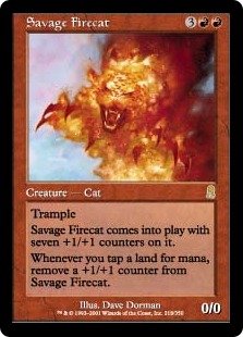 【Foil】《凶暴な火猫/Savage Firecat》[ODY] 赤R