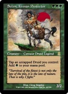 【Foil】《クローサの庇護者シートン/Seton, Krosan Protector》[ODY] 緑R