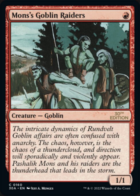 《モンスのゴブリン略奪隊/Mons's Goblin Raiders》[30A] 赤C