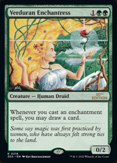 《新緑の女魔術師/Verduran Enchantress》[30A] 緑R