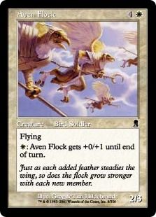 【Foil】《エイヴンの群れ/Aven Flock》[ODY] 白C