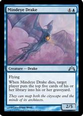 【Foil】《心見のドレイク/Mindeye Drake》[GTC] 青U