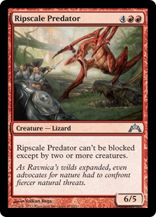 【Foil】《鱗剥ぎの捕食者/Ripscale Predator》[GTC] 赤U