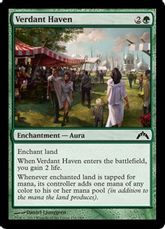 【Foil】《新緑の安息所/Verdant Haven》[GTC] 緑C