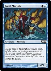 【Foil】《珊瑚マーフォーク/Coral Merfolk》[M14] 青C