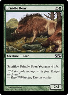 【Foil】《斑の猪/Brindle Boar》[M14] 緑C