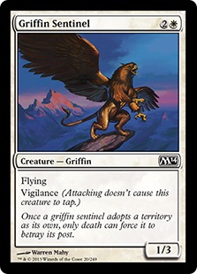 【Foil】《グリフィンの歩哨/Griffin Sentinel》[M14] 白C