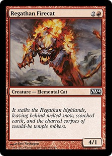 【Foil】《レガーサの火猫/Regathan Firecat》[M14] 赤C