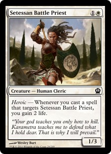 《セテッサの戦神官/Setessan Battle Priest》[THS] 白C