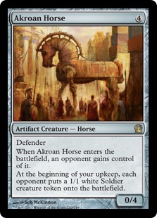 【Foil】《アクロスの木馬/Akroan Horse》[THS] 茶R