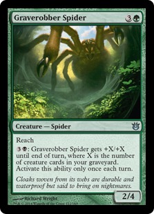 【Foil】《墓荒らし蜘蛛/Graverobber Spider》[BNG] 緑U