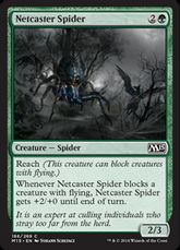 【Foil】《網投げ蜘蛛/Netcaster Spider》[M15] 緑C