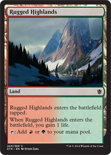 【Foil】《岩だらけの高地/Rugged Highlands》[KTK] 土地C