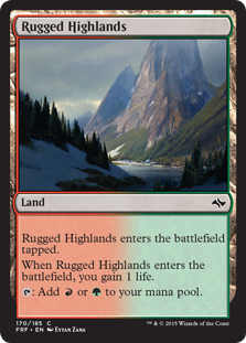 【Foil】《岩だらけの高地/Rugged Highlands》[FRF] 土地C