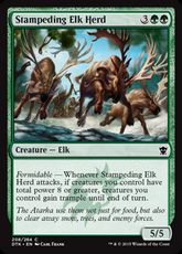 【Foil】《突進する大鹿の群れ/Stampeding Elk Herd》[DTK] 緑C