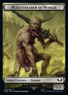 【サージ・Foil】(015/012)《アスタルテス・戦士+プレーグベアラー・オヴ・ナーグルトークン/Astartes Warrior+Plaguebearer of Nurgle Token》[40K] 黒/黒