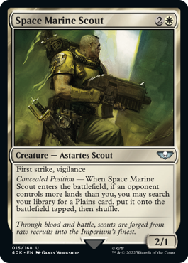 【サージ・Foil】(015)《スペースマリーン・スカウト/Space Marine Scout》[40K-SF] 白U
