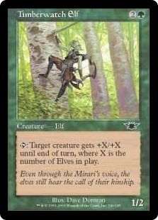 【Foil】《森林守りのエルフ/Timberwatch Elf》[LGN] 緑C