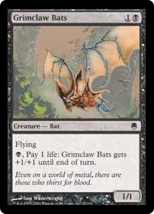 【Foil】《薄黒爪のコウモリ/Grimclaw Bats》[DST] 黒C