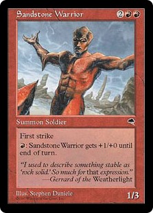《砂岩の戦士/Sandstone Warrior》[TMP] 赤C