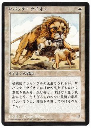 □黒枠□《サバンナ・ライオン/Savannah Lions》[4EDBB] 白R