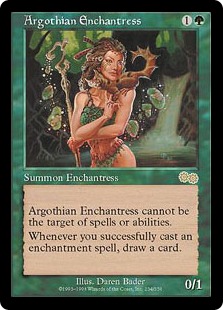 《アルゴスの女魔術師/Argothian Enchantress》[USG] 緑R