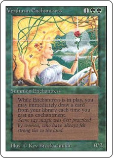 《新緑の女魔術師/Verduran Enchantress》[2ED] 緑R