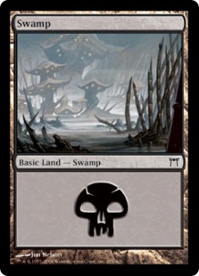【Foil】(295)《沼/Swamp》[CHK] 土地
