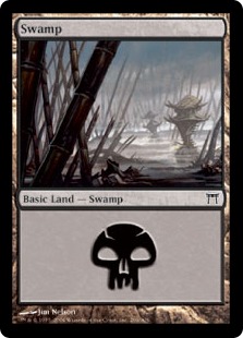 【Foil】(296)《沼/Swamp》[CHK] 土地