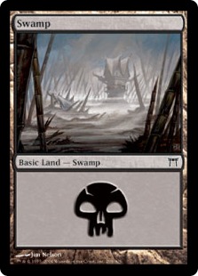 【Foil】(298)《沼/Swamp》[CHK] 土地