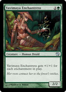【Foil】《ヤヴィマヤの女魔術師/Yavimaya Enchantress》[9ED] 緑U