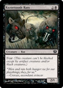 【Foil】《カミソリネズミ/Razortooth Rats》[9ED] 黒C