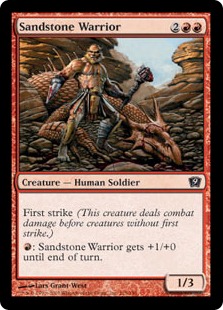【Foil】《砂岩の戦士/Sandstone Warrior》[9ED] 赤C