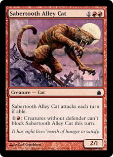 【Foil】《野良剣歯猫/Sabertooth Alley Cat》[RAV] 赤C