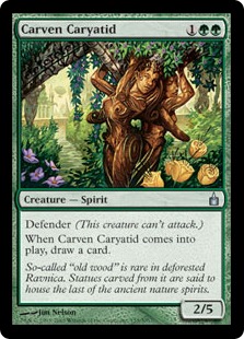 【Foil】《木彫りの女人像/Carven Caryatid》[RAV] 緑U