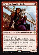 【Foil】■プレリリース■《航空船を強襲する者、カーリ・ゼヴ/Kari Zev, Skyship Raider》[AER-PRE] 赤R