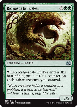 《起伏鱗の大牙獣/Ridgescale Tusker》[AER] 緑U