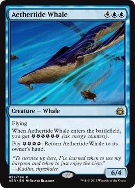 【Foil】《霊気海嘯の鯨/Aethertide Whale》 [AER] 青R