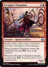 【Foil】《屑鉄会の勇者/Scrapper Champion》[AER] 赤U