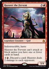 【Foil】■プレリリース■《熱烈の神ハゾレト/Hazoret the Fervent》[AKH-PRE] 赤R