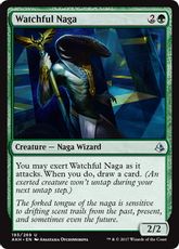 【Foil】《用心深いナーガ/Watchful Naga》[AKH] 緑U